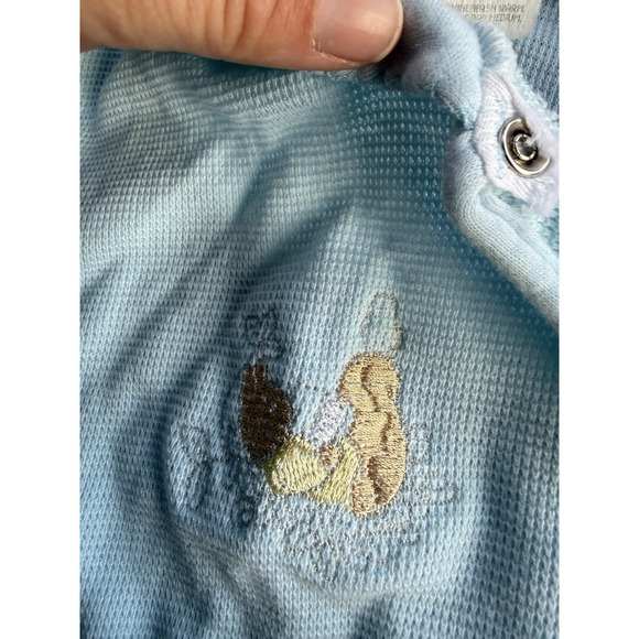 Vintage 70s 80s Carter's Baby Size 3-6 & 6-9 Months Footed Sleeper Pajamas Blue - Picture 5 of 8